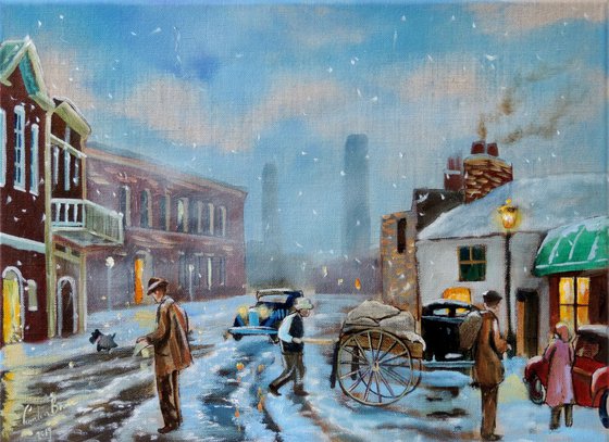 Winter scene The Barrow Man (Linen canvas)