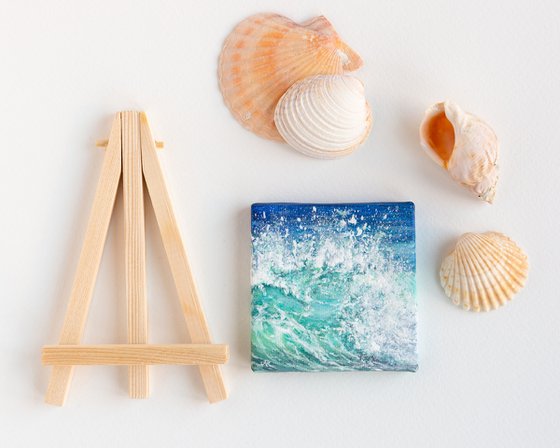 Miniature blue ocean waves