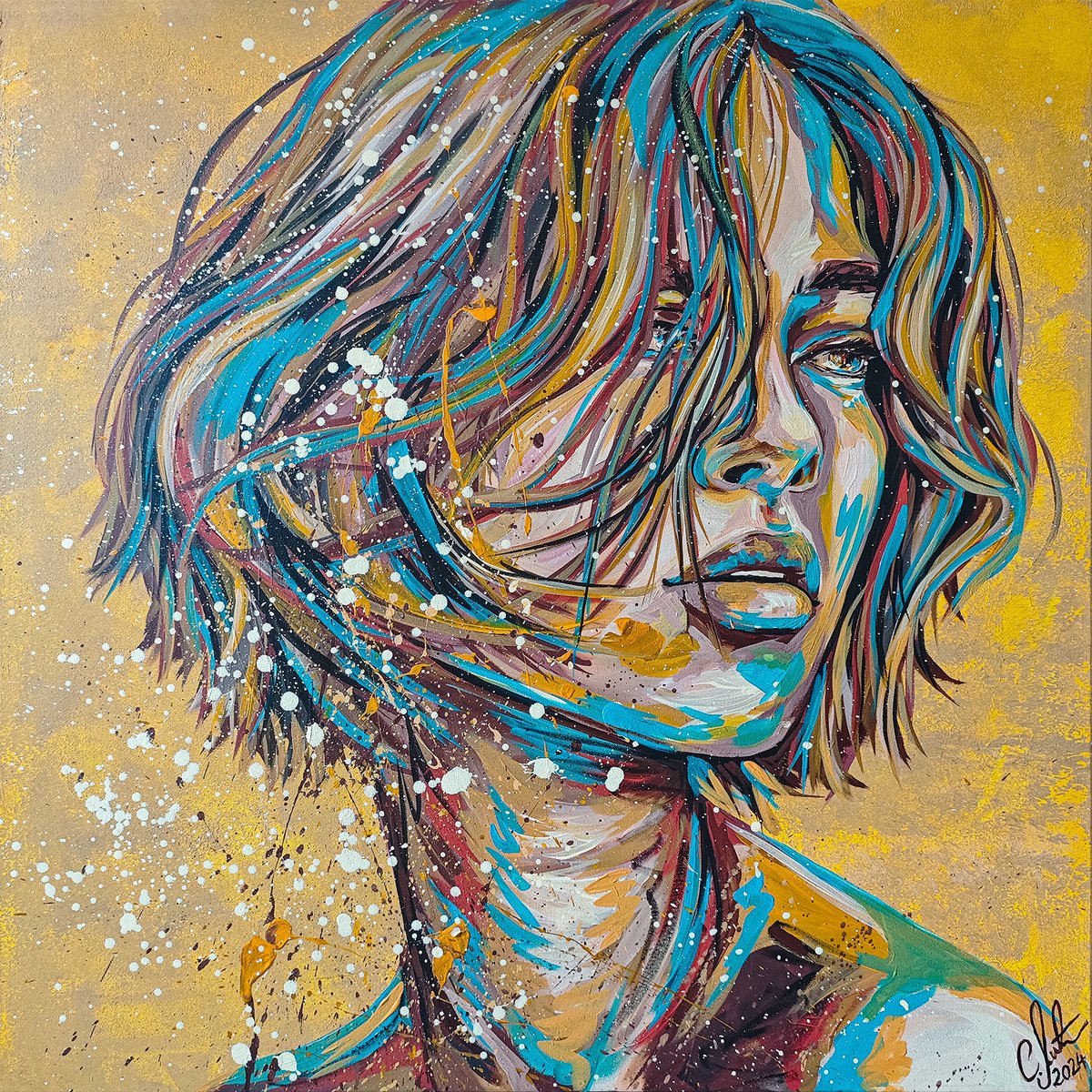 Urban And Pop Acrylic Painting , Dalia By Carographic By Carolyn Mielke, 39 X 39, Artwork For Sale On Artfinder