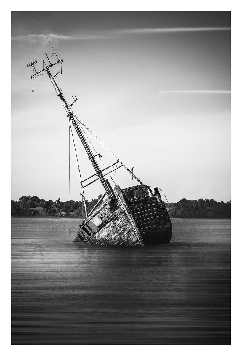 Pin Mill Wreck (B&W) by Michael McHugh