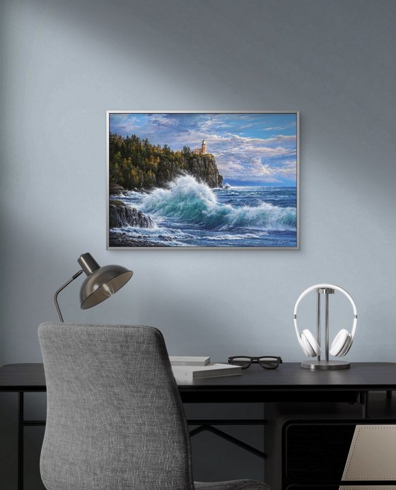 Lighthouse at the edge of the surf
