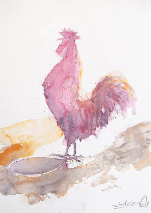 Red rooster by Goran Žigolić Watercolors
