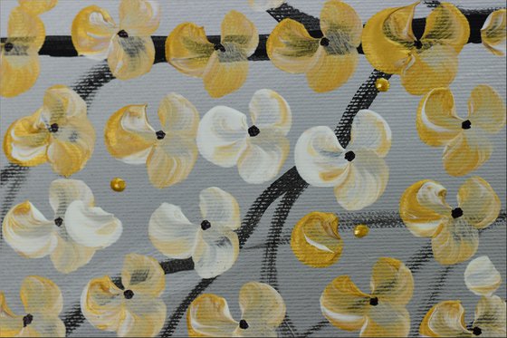 Golden Cherries - large acrylic abstract painting cherry blossoms nature painting canvas wall art