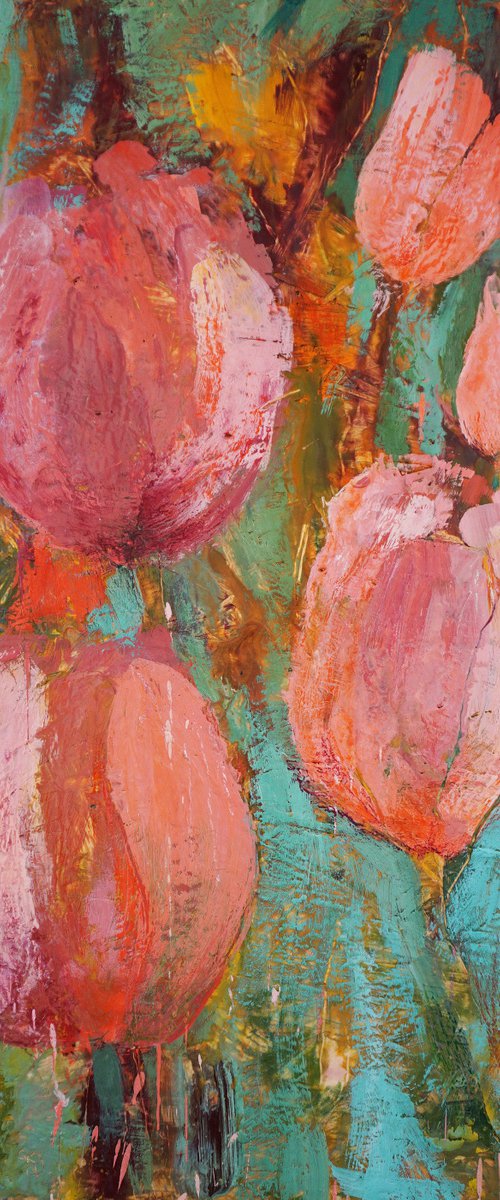 Spring buzz  (hot wax on OSB) by Dora Stork