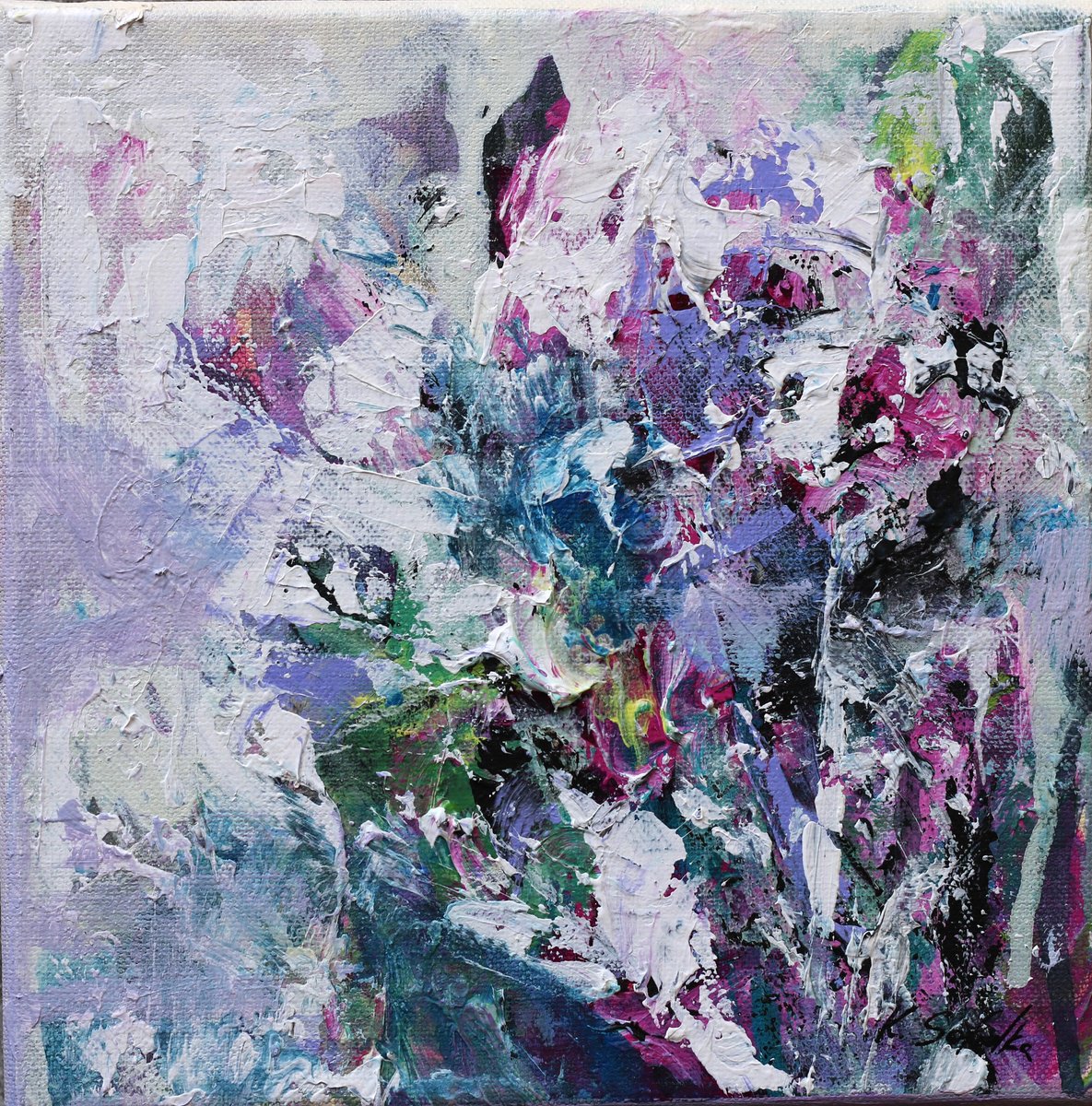 Abstract Acrylic Painting By Katia Solodka, 8 X 8", Garden Of Dream 3, Original Artwork