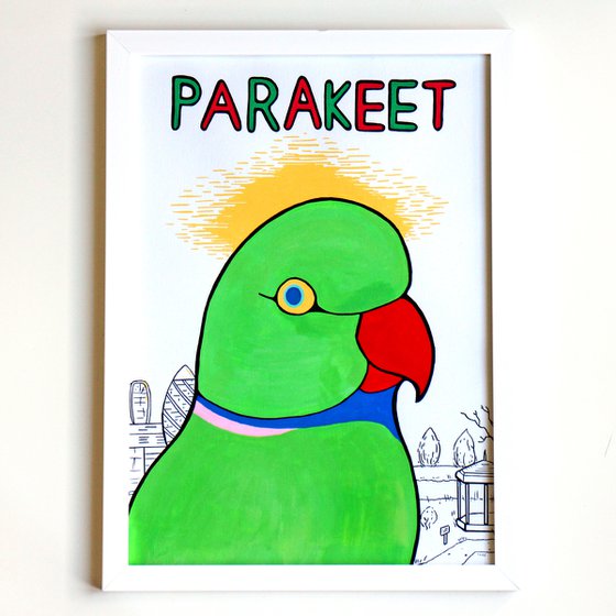 Parakeet Bird Painting on Unframed A3 Paper