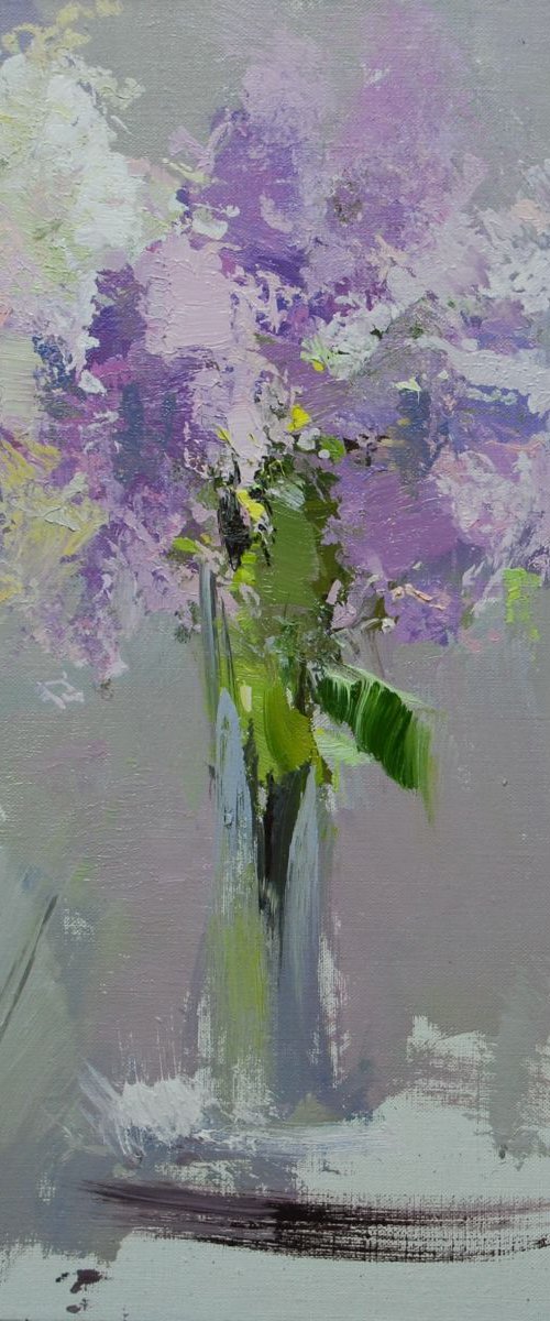 Flower oil painting - Lilacs by Yuri Pysar