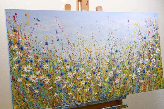 Daisies and cornflowers - Summer meadow painting