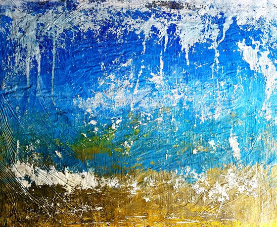 Falling sky (n.213) - abstract landscape - 92 x 75 x 2,50 cm - ready to hang - acrylic painting on stretched canvas