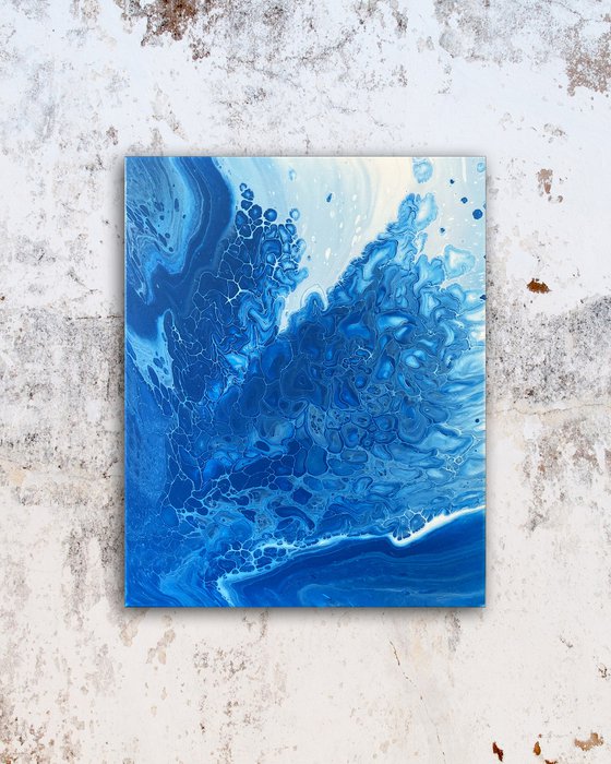 "Water Splitting" - Original Abstract PMS Fluid Acrylic Painting - 16 x 20 inches