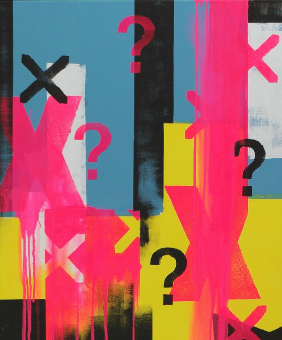 Typopop in Neon - Incl Black Frame - 95 x 95 cm - Ronald Hunter - 17M