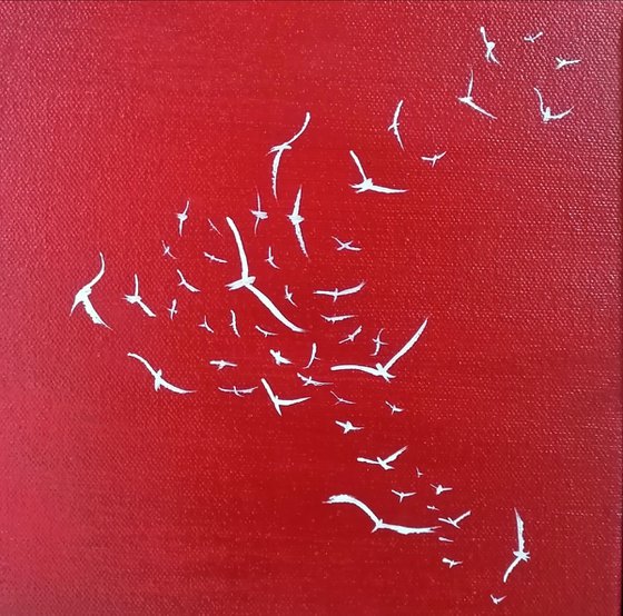 Soul Birds on Poppy Red - small, gorgeous