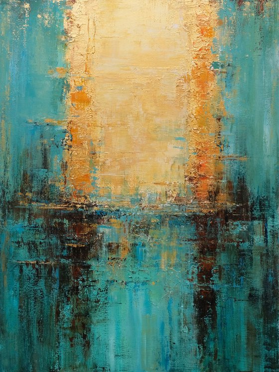 Abstraction in Turquoise and Gold
