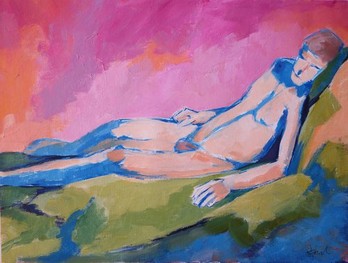 reclining male figure by Baden French