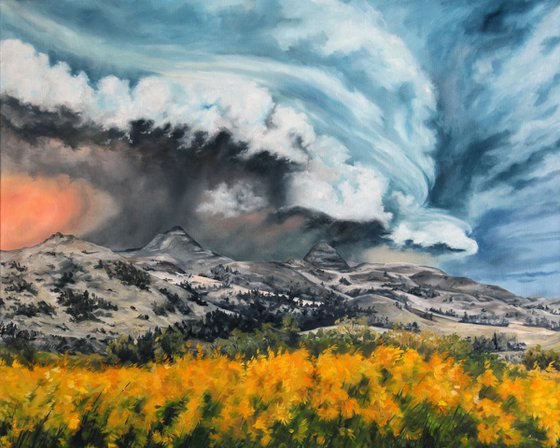 Landscape - Thunderstorms - "Storm Over the Killdeer Mountains"