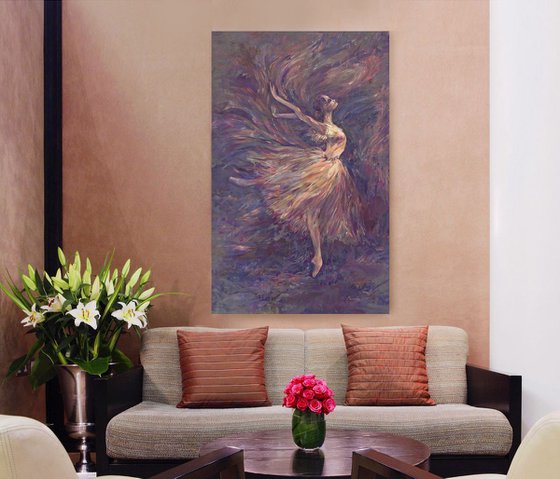 Large  painting 100x160 cm unstretched canvas "FLight" i013 art original artwork by artist Airinlea