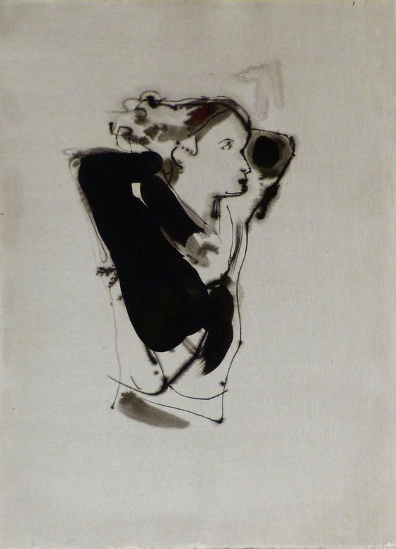 Woman with a Black Scarf, 29x41 cm