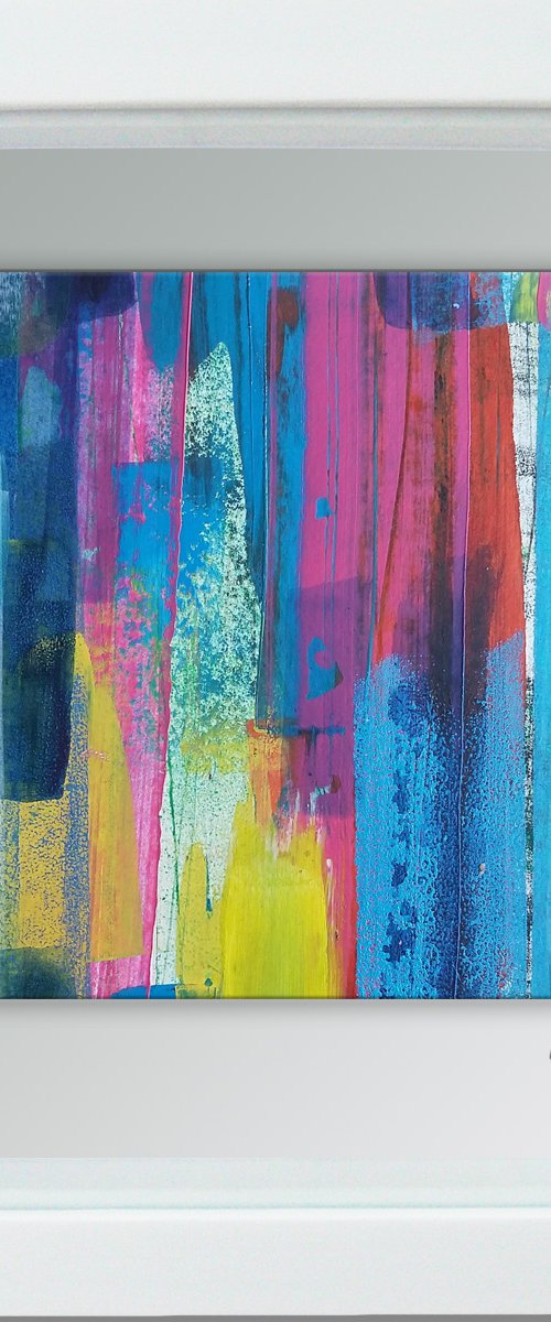 My rainbow-  Framed ready to hang original abstract by Carolynne Coulson
