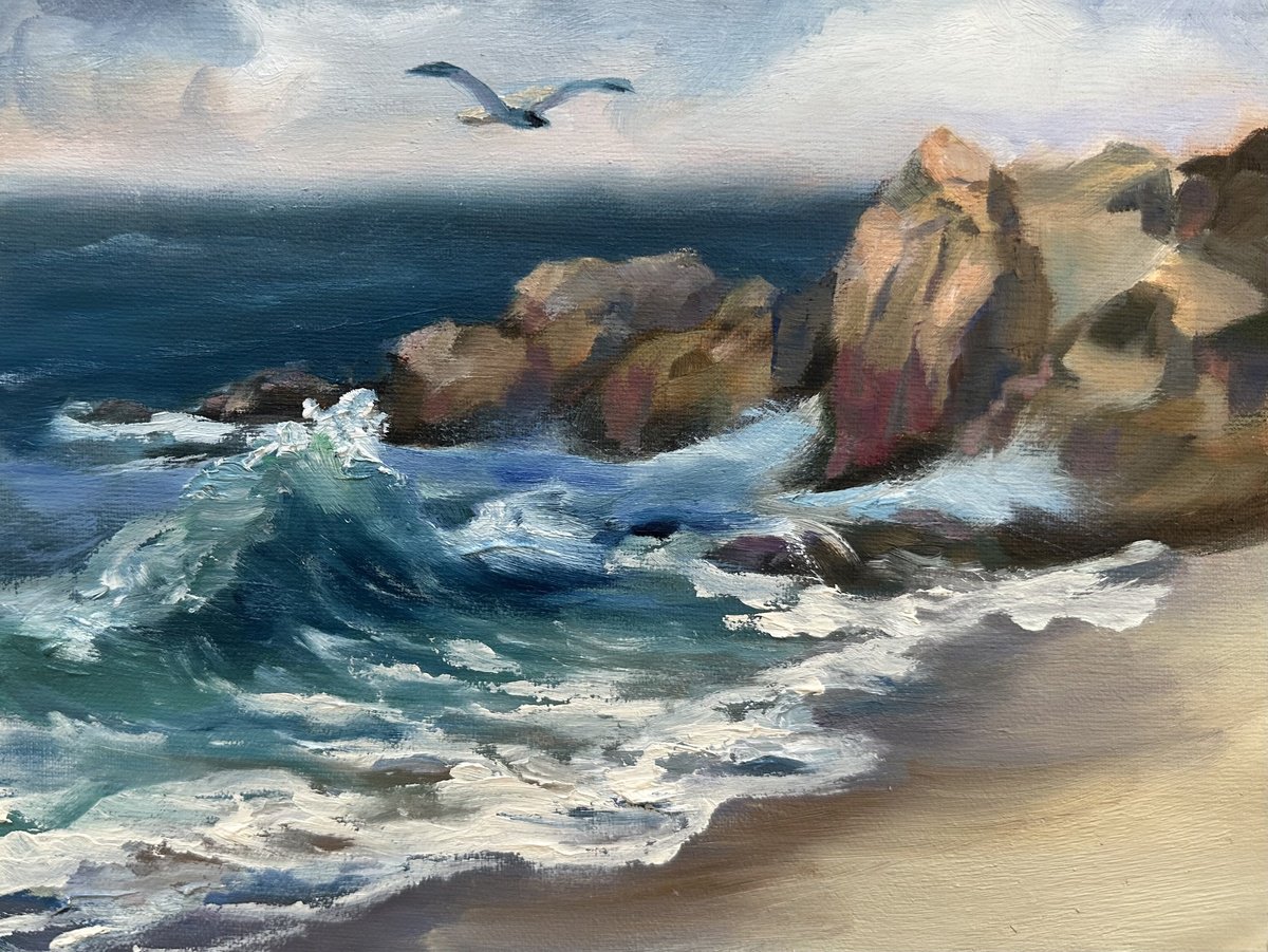 Impressionistic Landscape Oil Painting By Grace Diehl, 8 X 6, Moss Cove, Original Artwork