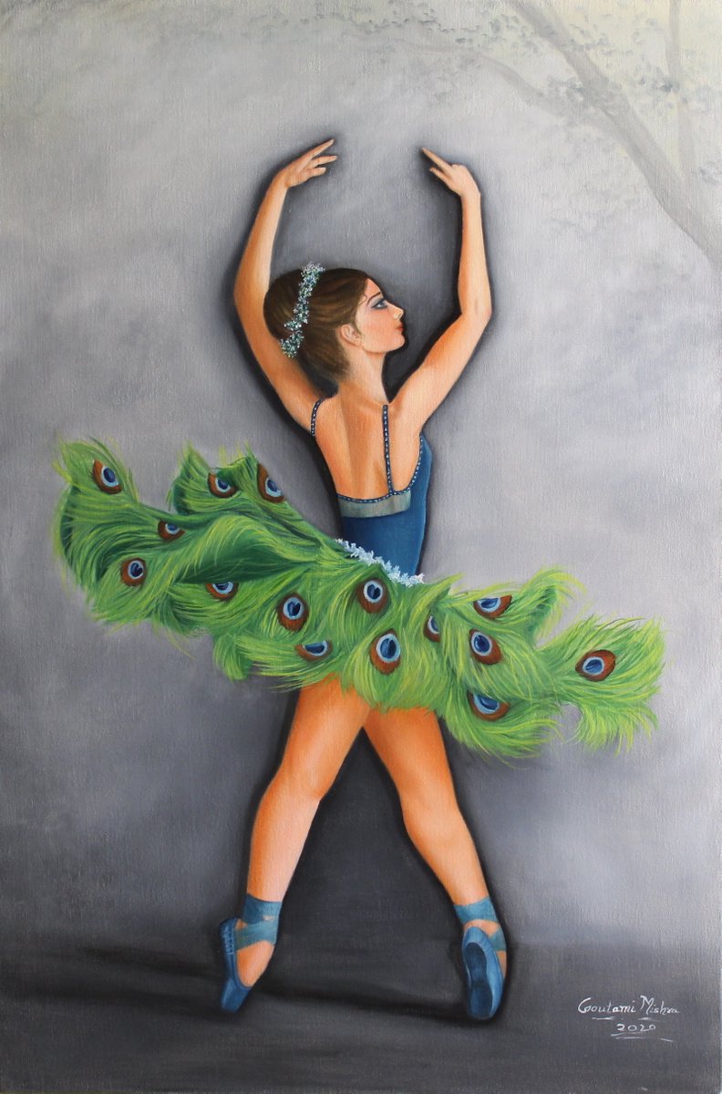 Ballet dancer -Ballerina Oil Painting by Goutami Mishra
