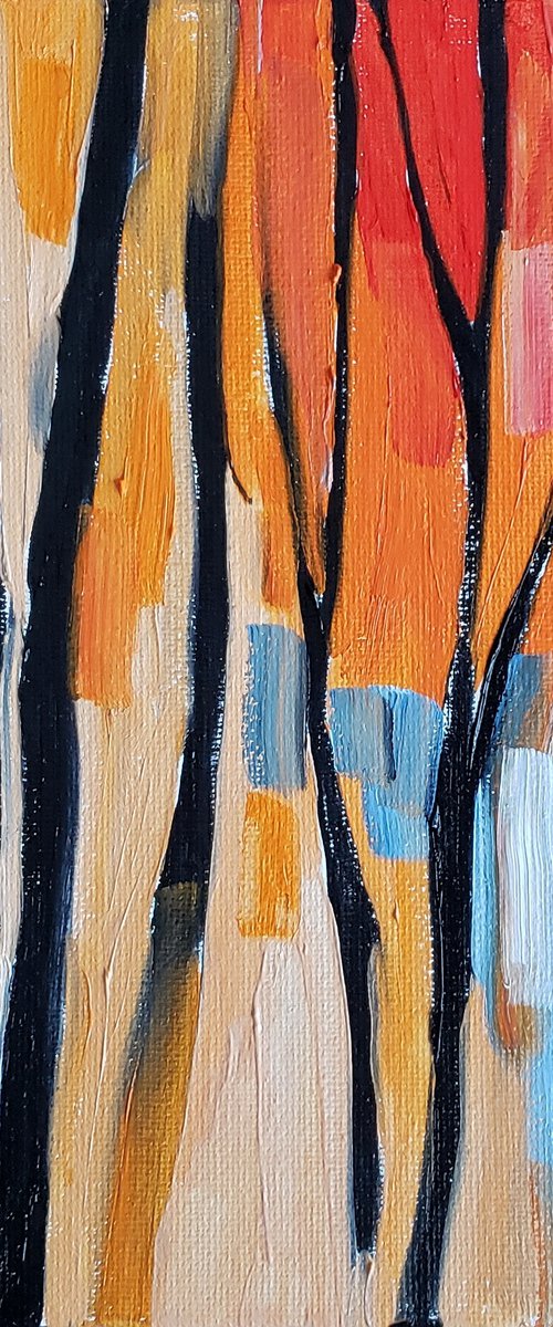 "Saplings at Sunset" - Abstract - Landscape by Katrina Case