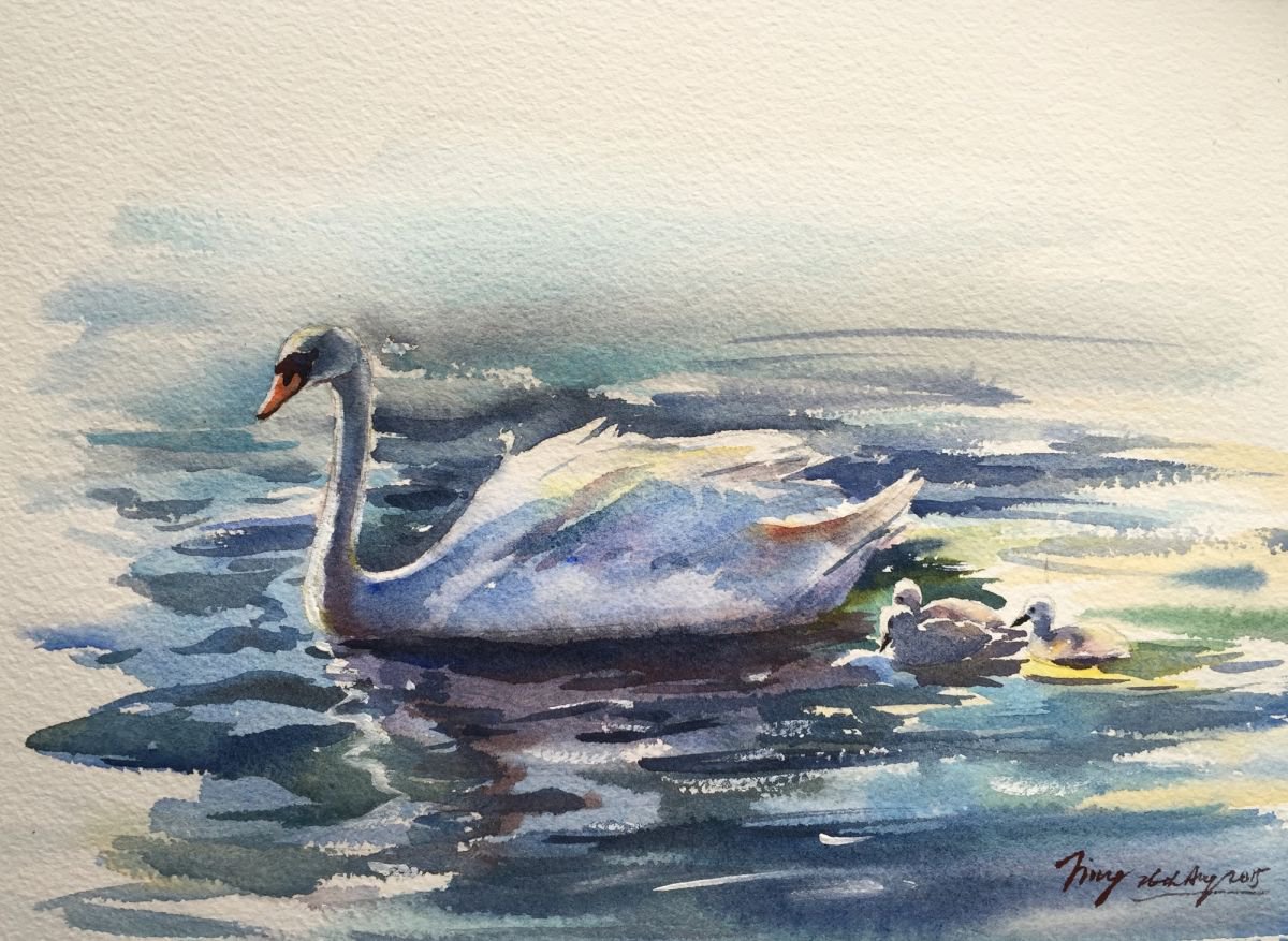 Impressionistic Animal Watercolour By Jing Chen, 12 X 9, Mother, Original Artwork