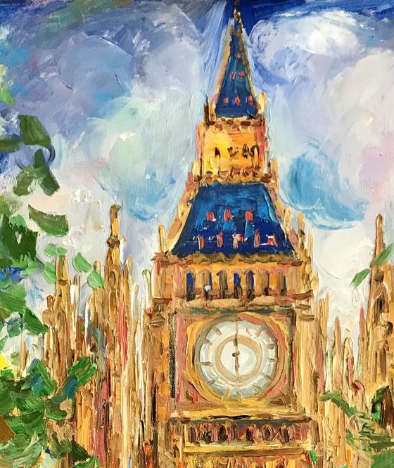 LONDON - Big Ben - Cityscape - Oil painting, original, one of a kind, 100x80cm