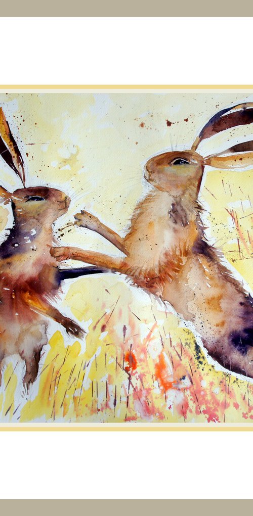 Spring Hares by Julia  Rigby