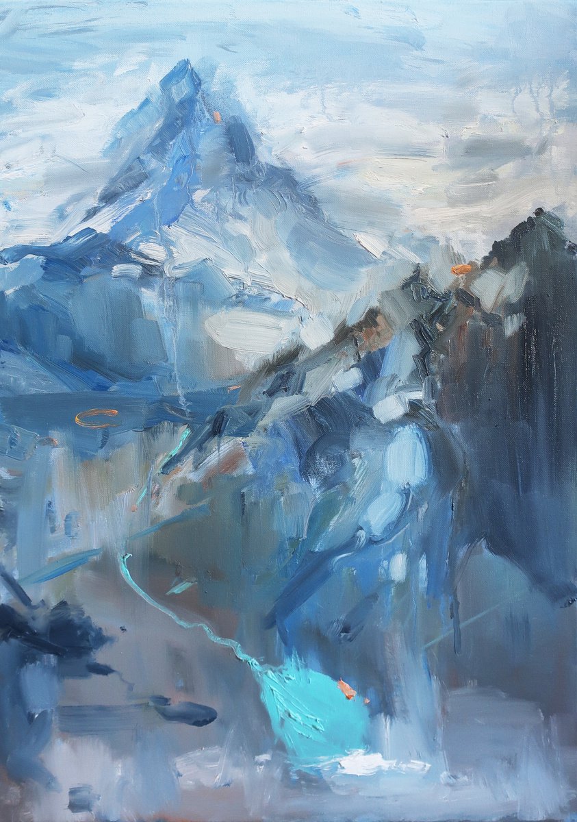 Oil painting Landscape Mountains Lake by Anna Shchapova
