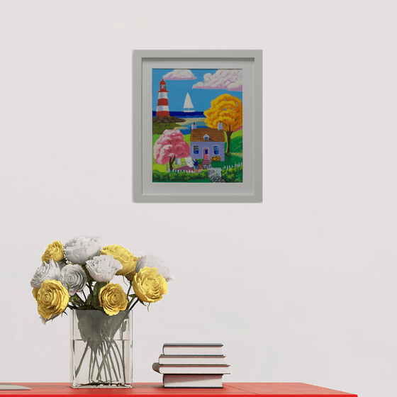 Folk Art lighthouse Scene
