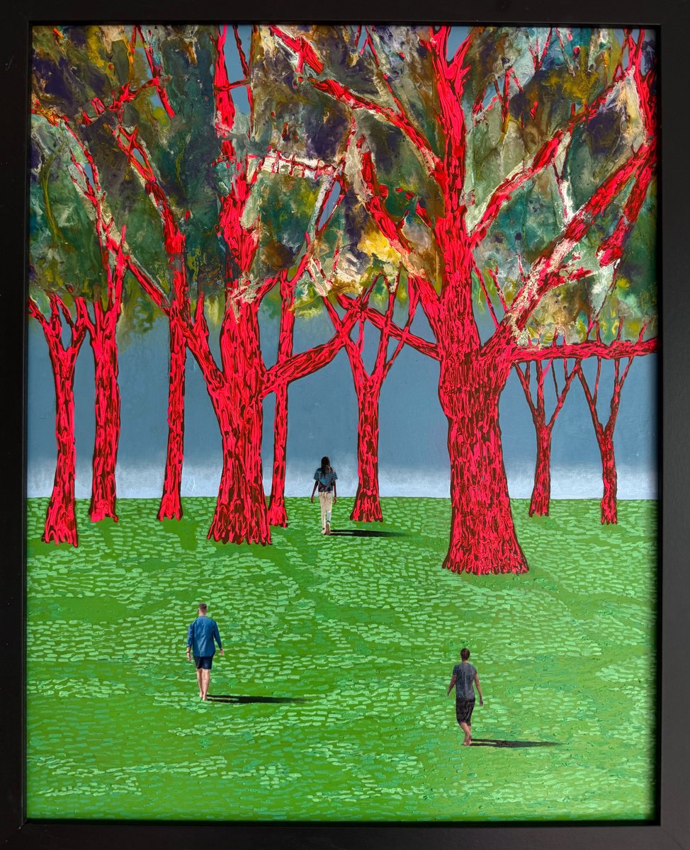 Surrealistic Landscape Painting By Stefano Pallara, 17 X 20", London Fields, Original Artwork