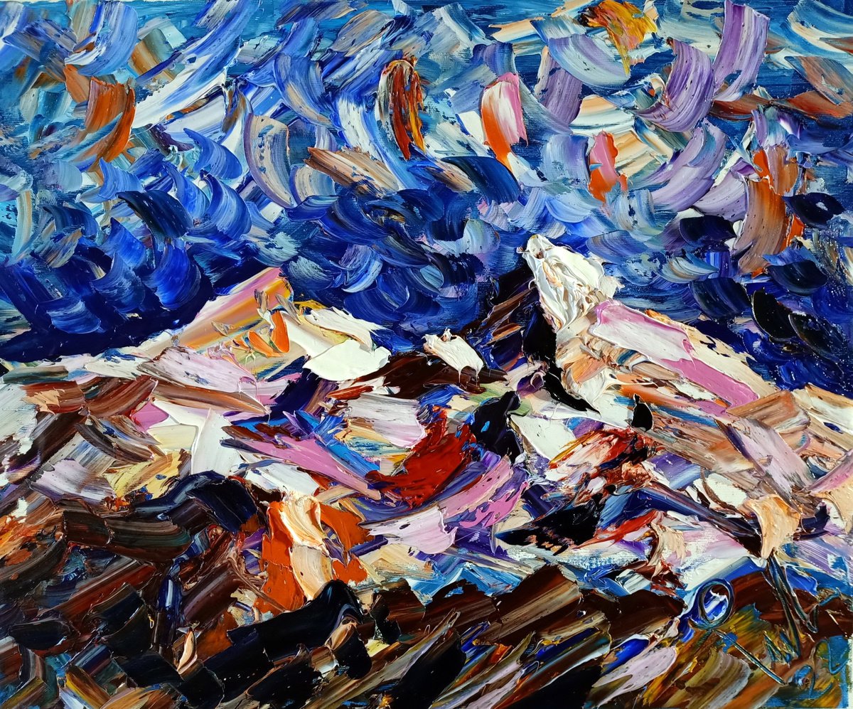 Impressionistic Abstract Oil Painting By Antonino Puliafico, 24 X 20, Neve Bollente, Original Artwork