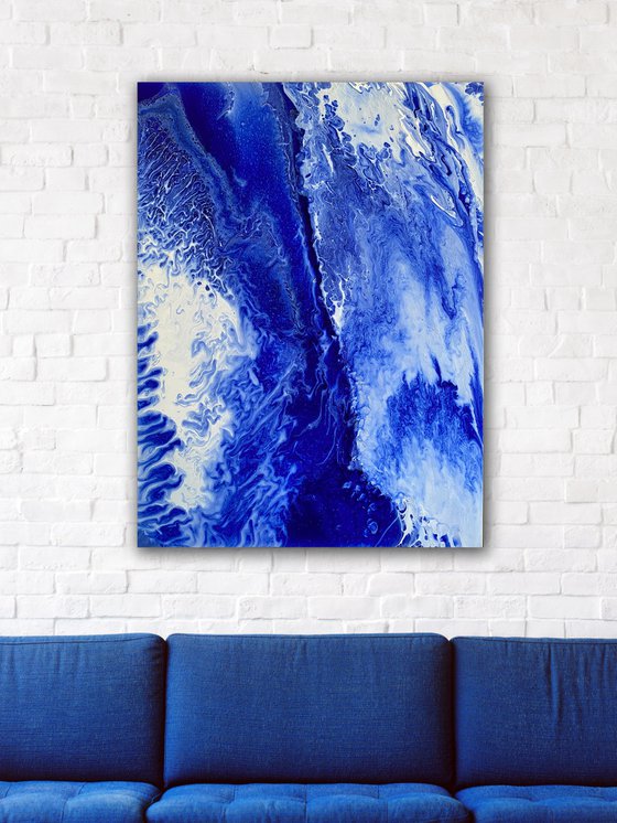 "Discovery" - Original Abstract PMS Fluid Acrylic Painting - 30 x 40 inches