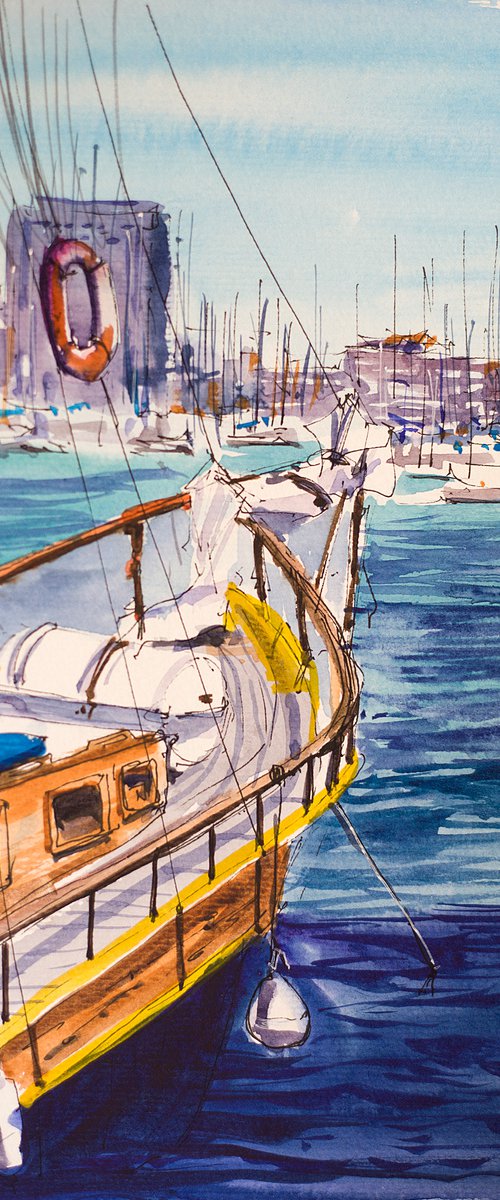 Barcelona Port. Street sketch by Sasha Romm