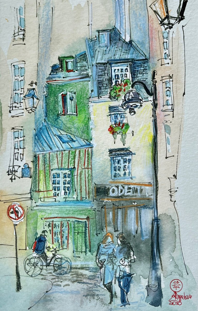 Illustrative Cityscapes Watercolour By Larissa Rogacheva, 6 X 9", Parisian Sketches#8, Original Artwork