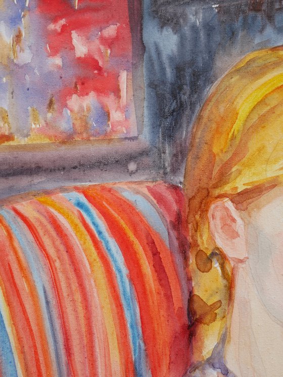 A girl in the old cardigan