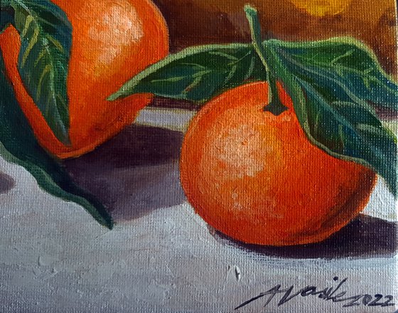 Still Life with three tangerines