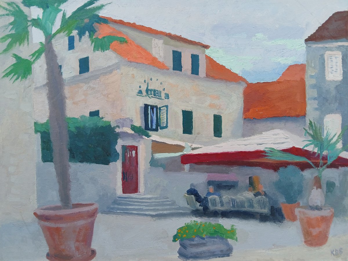 Impressionistic Landscape Oil Painting By Vasyl Koval, 16 X 12", Hotel, Original Artwork