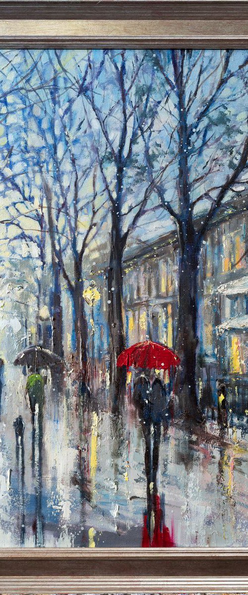 'London At Dusk' Oil Painting on Canvas Framed Ready to Hang by Ewa Czarniecka
