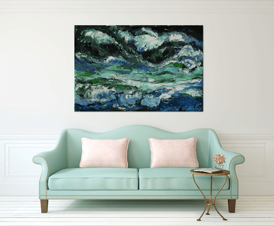 STORM - original landscape oil painting, seascape, beach seashore