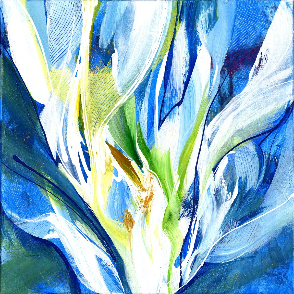 Abstract Botanical Acrylic Painting By Kathy Morton Stanion, 20 X 20", Ephemeral Dream 3, Original Artwork