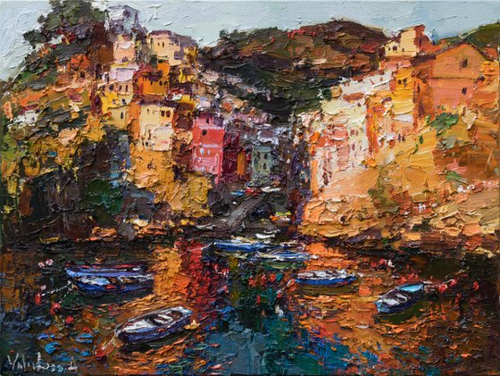 Riomaggiore, Cinque terre - Italian Landscape painting