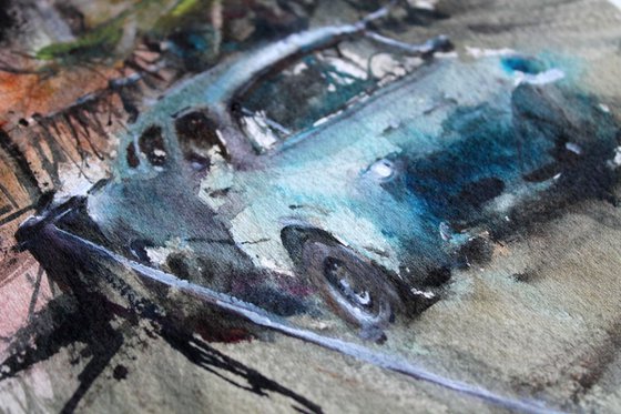 Abandoned Blue Car