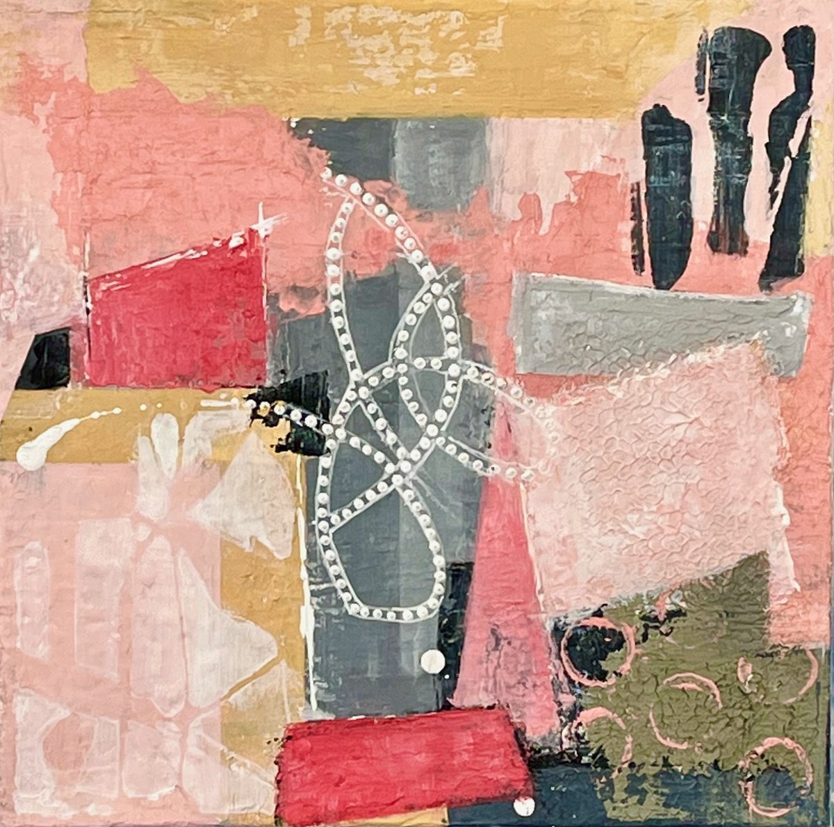 Organic Abstract Acrylic Painting By Benna Holden, 12 X 12, Untitled, Original Artwork