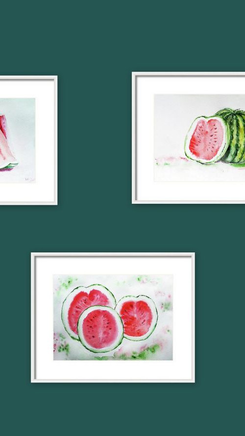 Watermelon art- Set of three by Asha Shenoy