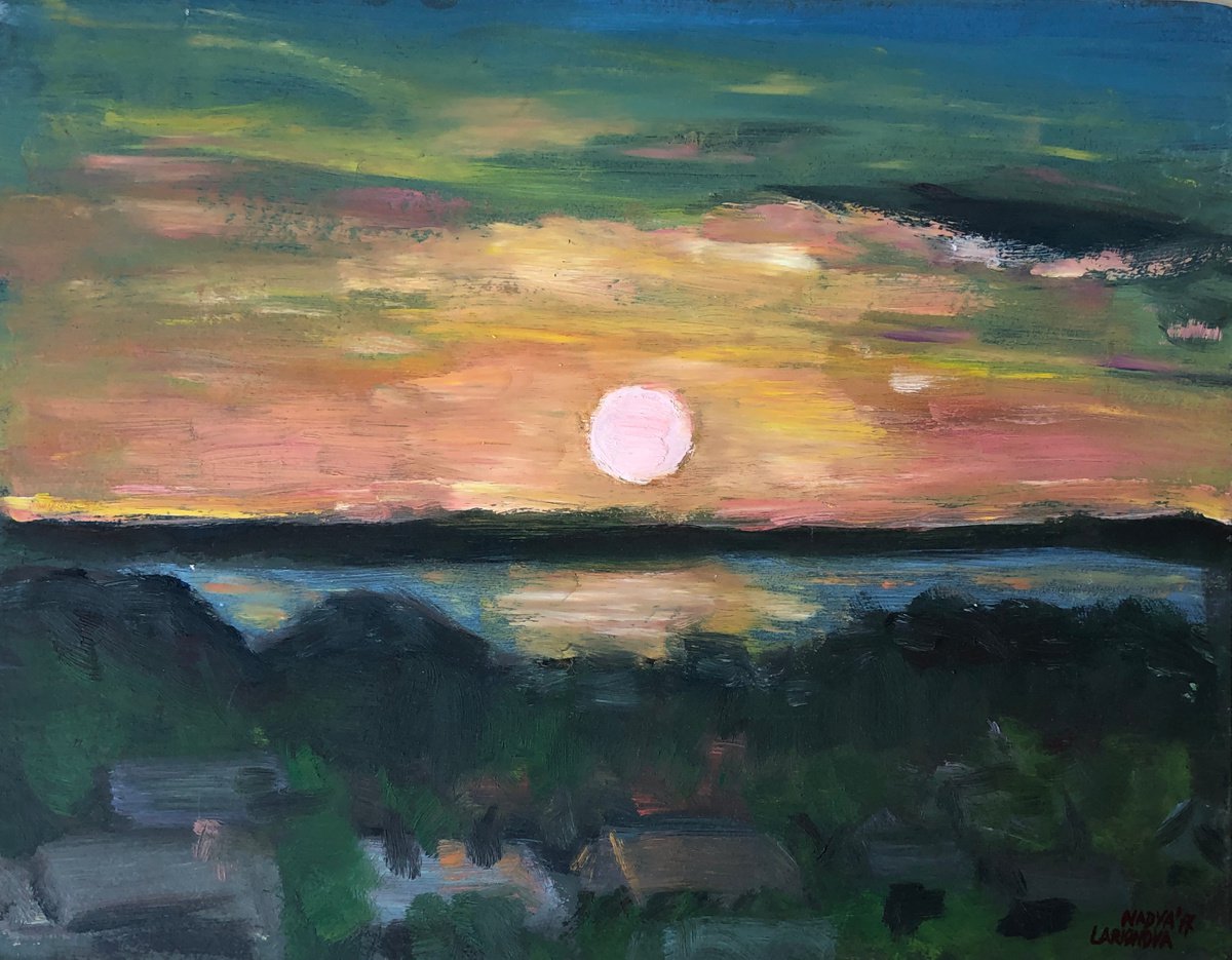Sunset on Lake by Nadya Larionova