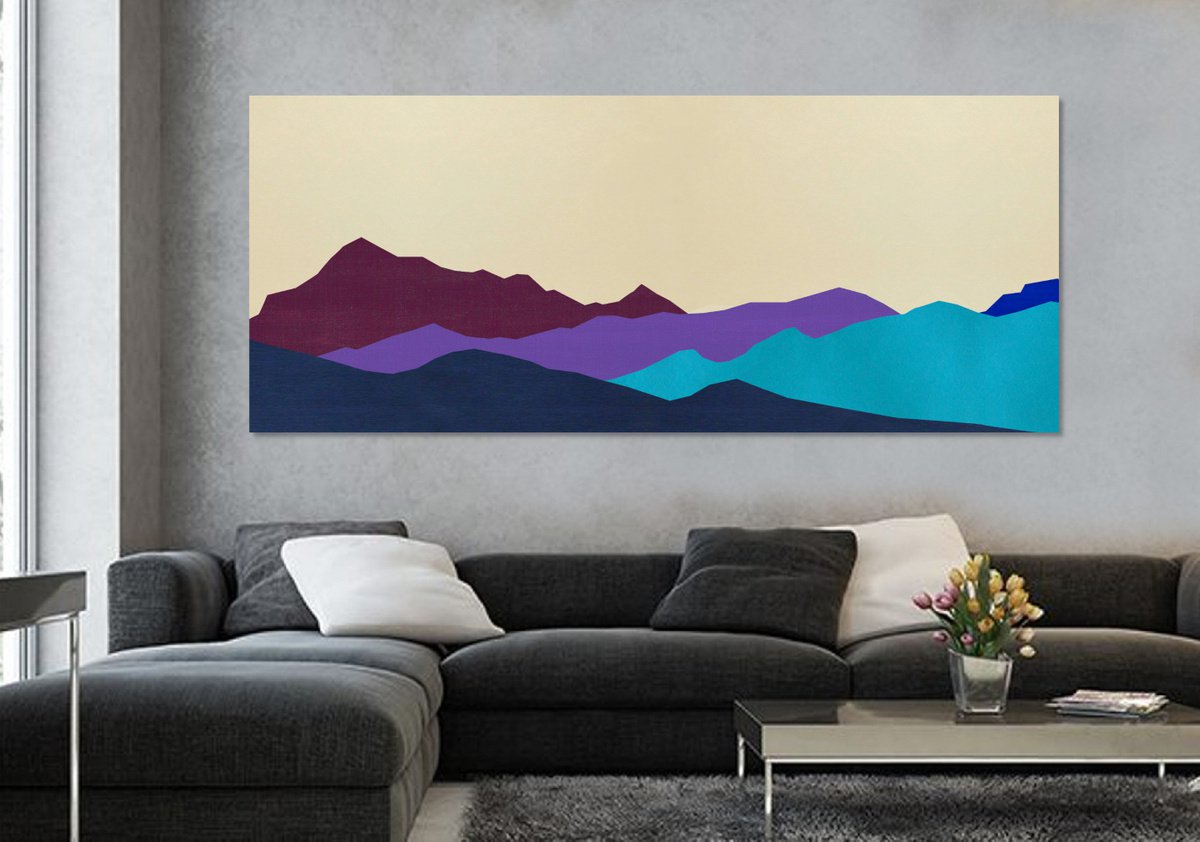 Abstract Mountains #26 - Extra Large Abstract Landscape - Shipping Rolled in a Tube by Arisha Monn