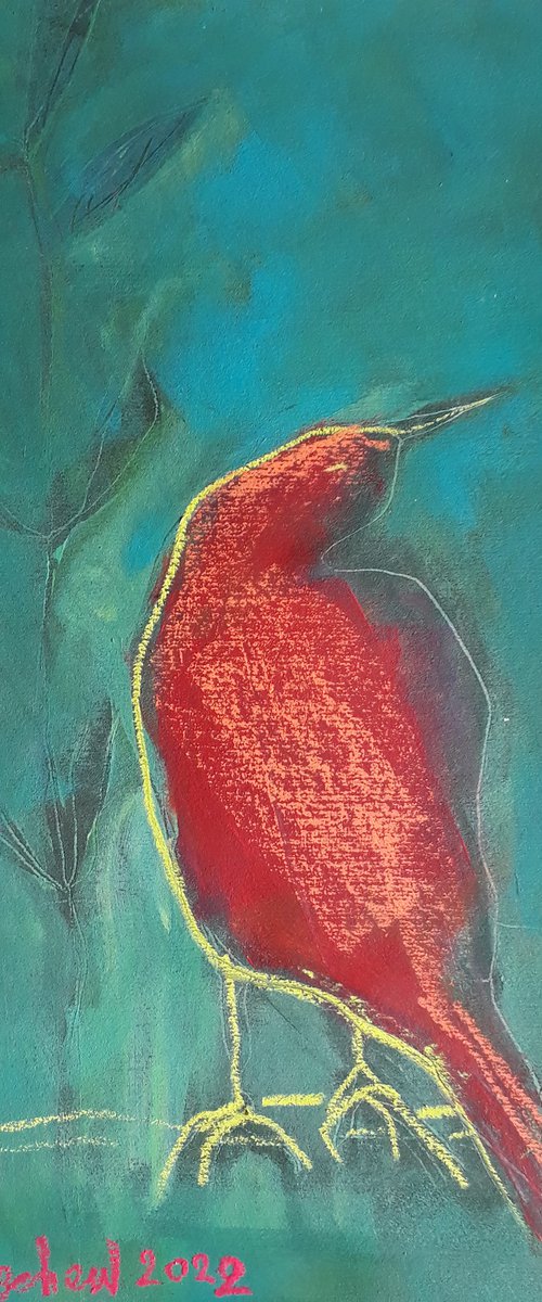 Red bird. by Tatjana Auschew