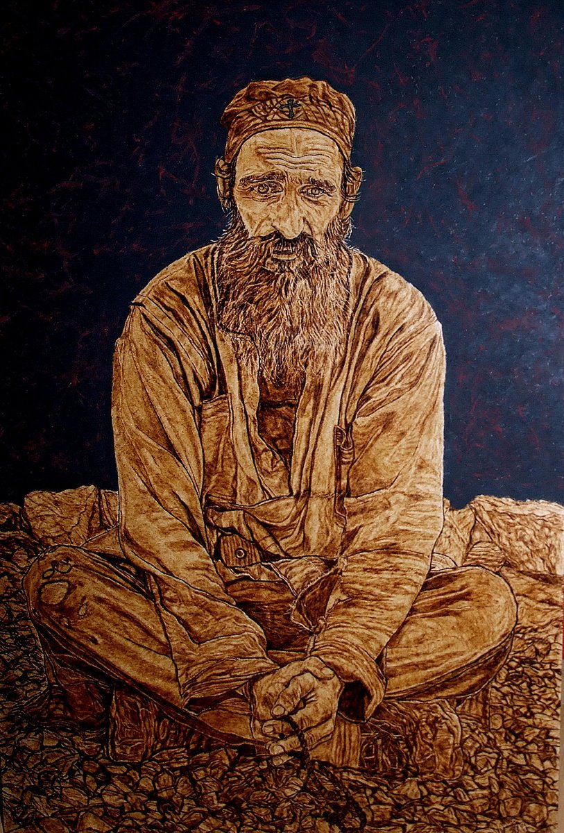 Expressive Painting , Ascetic By Milis Pyrography, 20 X 28, Artwork For Sale On Artfinder