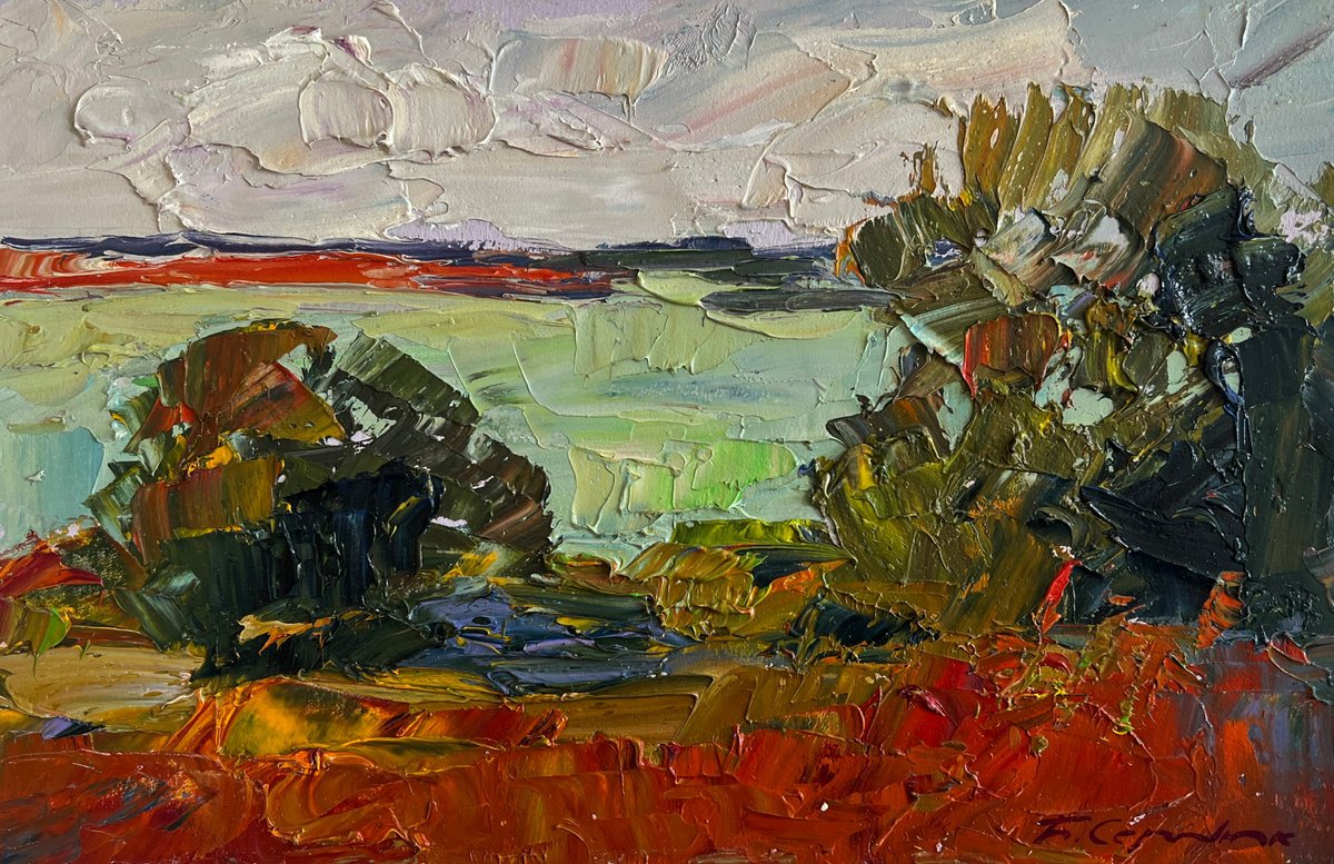 Autumn Days By The River By Boris Serdyuk, 12 X 8, Artwork For Sale On Artfinder
